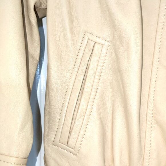 ForJoseph XS Buttery Soft Luxury Cream Leather Moto Jacket Coat - Picture 4 of 10